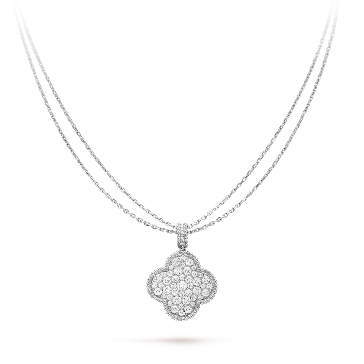 [Lumi Jewellery]CLOVER 25MM SILVER FULL DIAMOND BIG CLOVER NECKLACE