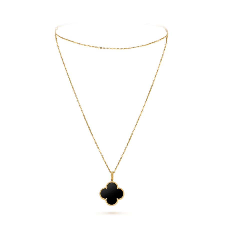 [Lumi Jewellery]CLOVER 25MM GOLD ONYX BIG CLOVER NECKLACE