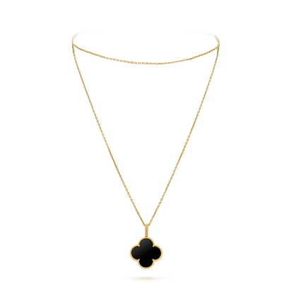 [Lumi Jewellery]CLOVER 25MM GOLD ONYX BIG CLOVER NECKLACE
