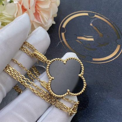 [Lumi Jewellery]CLOVER 25MM GOLD ONYX BIG CLOVER NECKLACE