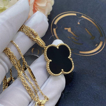 [Lumi Jewellery]CLOVER 25MM GOLD ONYX BIG CLOVER NECKLACE
