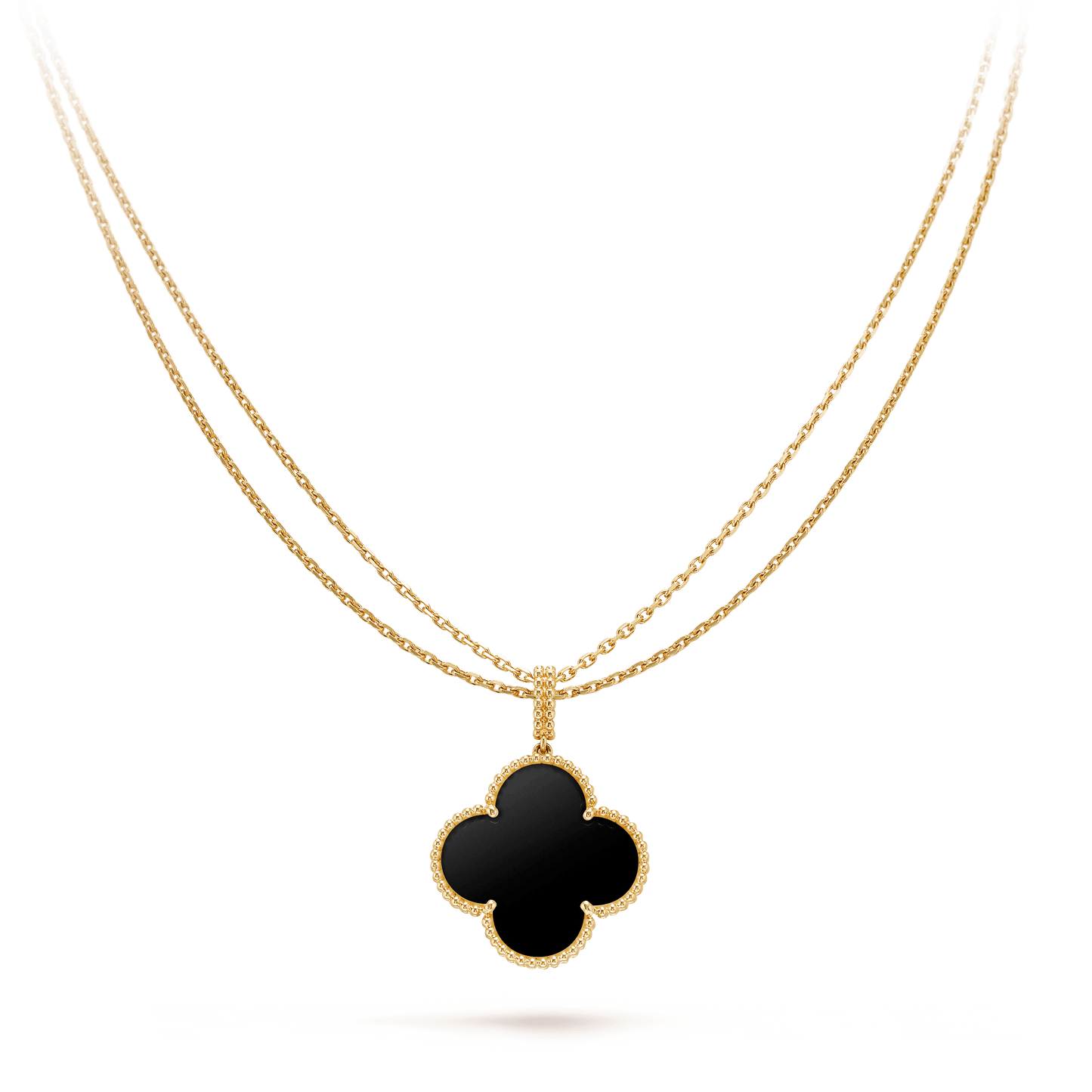 [Lumi Jewellery]CLOVER 25MM GOLD ONYX BIG CLOVER NECKLACE