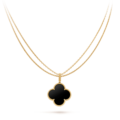[Lumi Jewellery]CLOVER 25MM GOLD ONYX BIG CLOVER NECKLACE