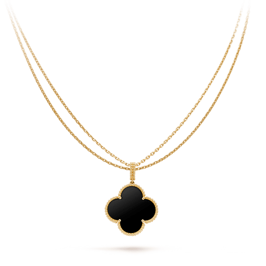 [Lumi Jewellery]CLOVER 25MM GOLD ONYX BIG CLOVER NECKLACE