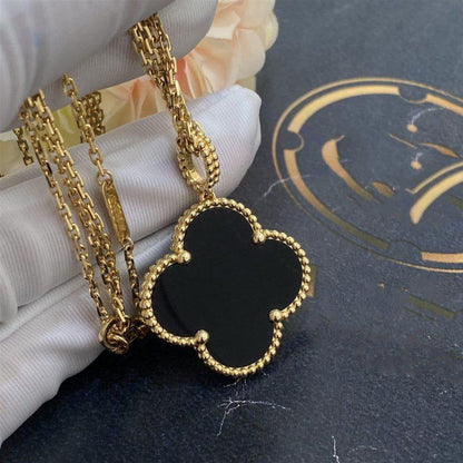 [Lumi Jewellery]CLOVER 25MM GOLD ONYX BIG CLOVER NECKLACE
