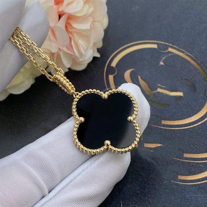 [Lumi Jewellery]CLOVER 25MM GOLD ONYX BIG CLOVER NECKLACE