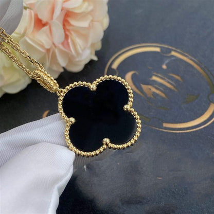 [Lumi Jewellery]CLOVER 25MM GOLD ONYX BIG CLOVER NECKLACE