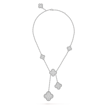 [Lumi Jewellery]CLOVER 5 MOTIFS SILVER DIAMONDS NECKLACE
