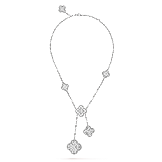 [Lumi Jewellery]CLOVER 5 MOTIFS SILVER DIAMONDS NECKLACE
