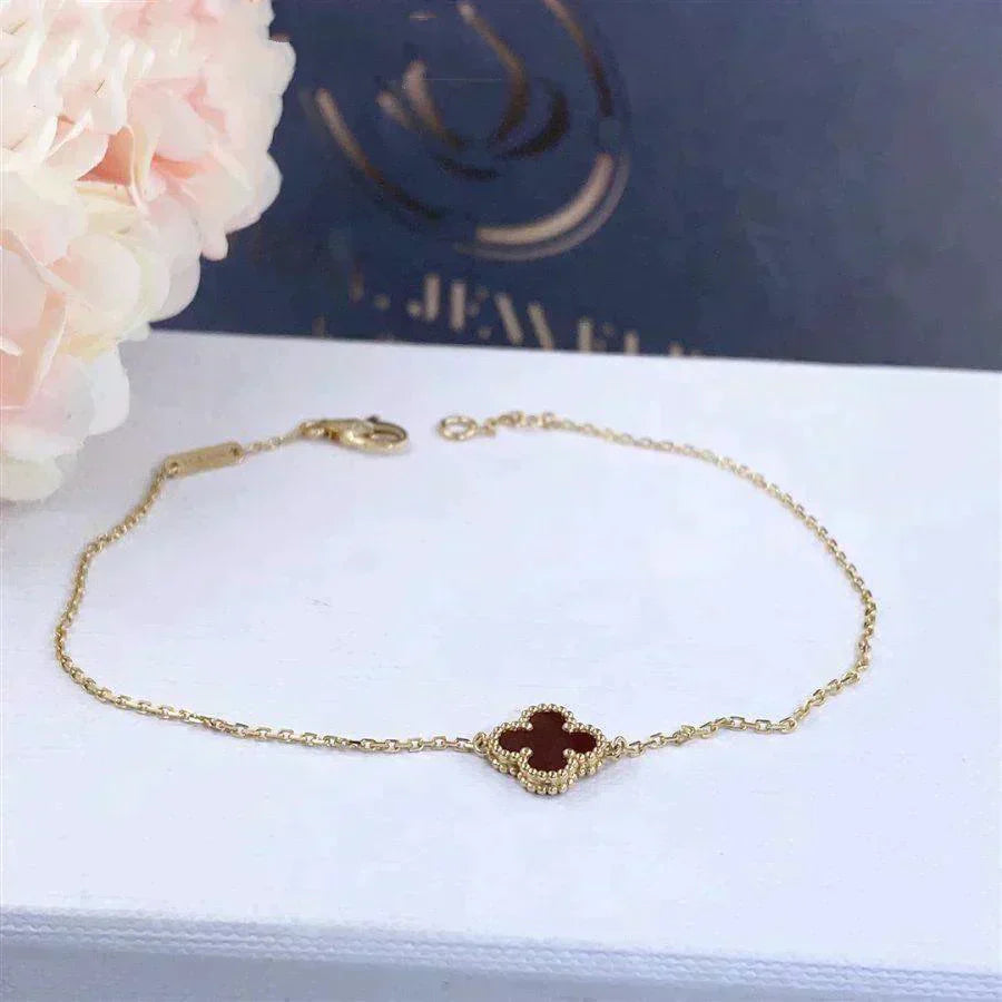 [Lumi Jewellery]CLOVER  CARNELIAN SINGLE FLOWER BRACELET