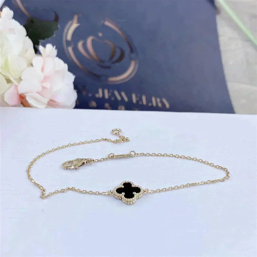 [Lumi Jewellery]CLOVER ONYX SINGLE FLOWER BRACELET