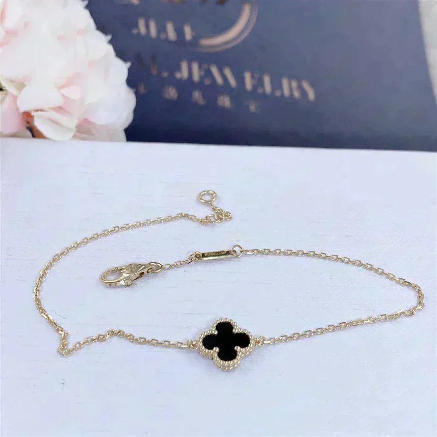 [Lumi Jewellery]CLOVER ONYX SINGLE FLOWER BRACELET