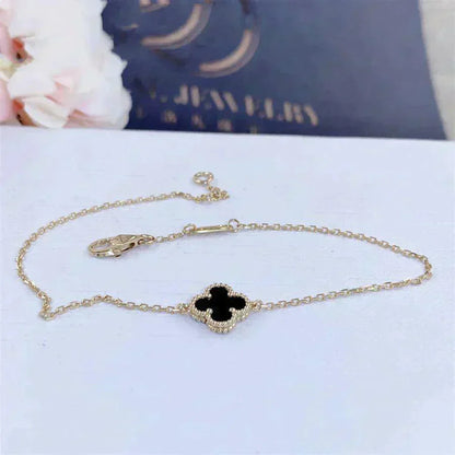 [Lumi Jewellery]CLOVER ONYX SINGLE FLOWER BRACELET