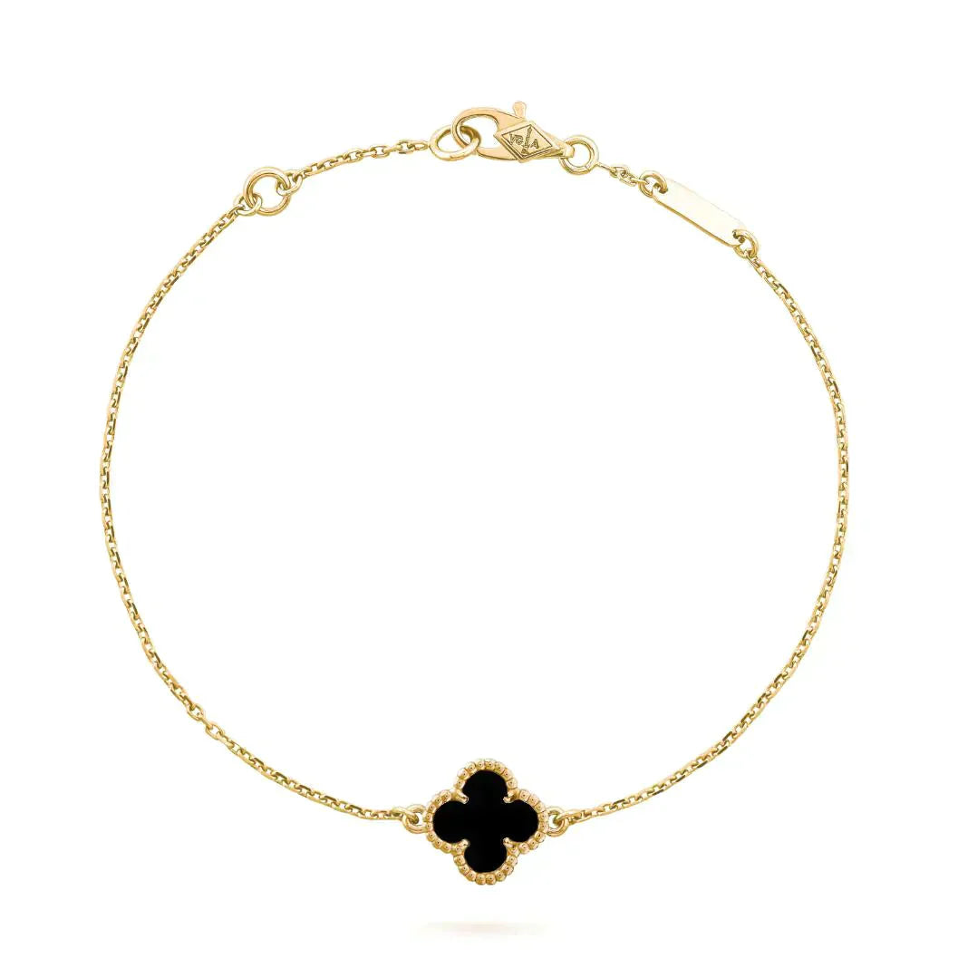 [Lumi Jewellery]CLOVER ONYX SINGLE FLOWER BRACELET