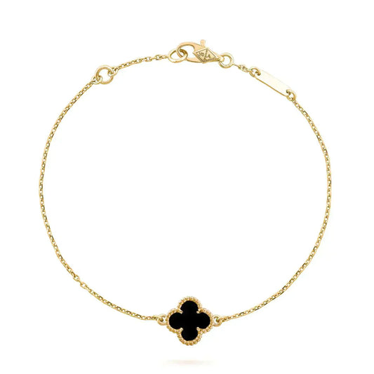 [Lumi Jewellery]CLOVER ONYX SINGLE FLOWER BRACELET