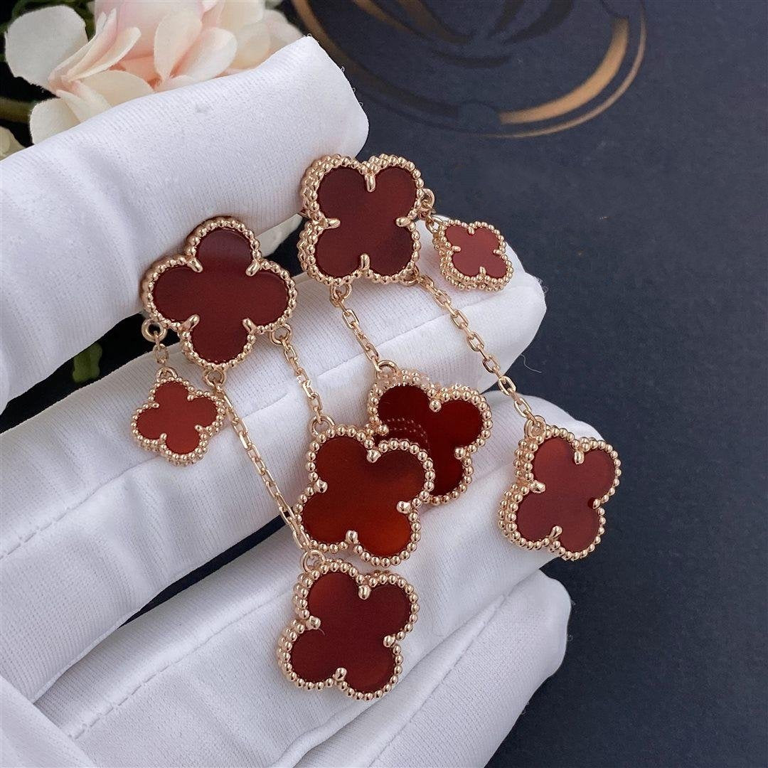 [Lumi Jewellery]CLOVER EARRINGS CARNELIAN 4 MOTIFS PINK GOLD