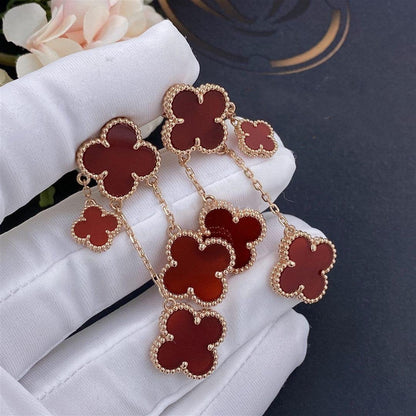 [Lumi Jewellery]CLOVER EARRINGS CARNELIAN 4 MOTIFS PINK GOLD