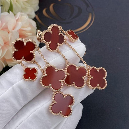 [Lumi Jewellery]CLOVER EARRINGS CARNELIAN 4 MOTIFS PINK GOLD