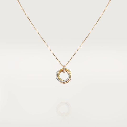 [Lumi Jewellery]TRINITY NECKLACE SILVER GOLD PINK GOLD DIAMONDS
