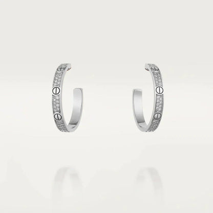 [Lumi Jewellery]LOVE DIAMOND SILVER HOOP EARRINGS