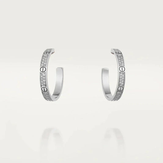 [Lumi Jewellery]LOVE DIAMOND SILVER HOOP EARRINGS
