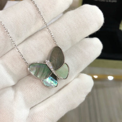 [Lumi Jewellery]LARGE BUTTERFLY SILVER PENDANT DIAMOND NECKLACE