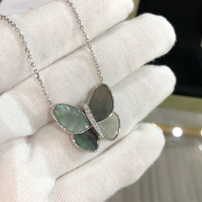 [Lumi Jewellery]LARGE BUTTERFLY SILVER PENDANT DIAMOND NECKLACE