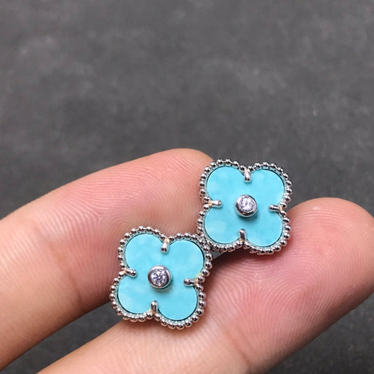 [Lumi Jewellery]CLOVER 1 DIAMOND BLUE SKY SILVER EARRINGS