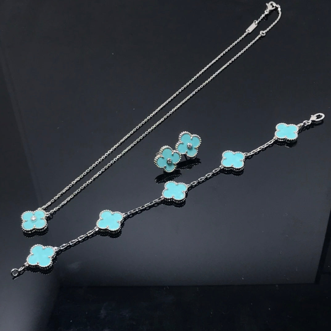 [Lumi Jewellery]CLOVER 1 DIAMOND BLUE SKY SILVER EARRINGS