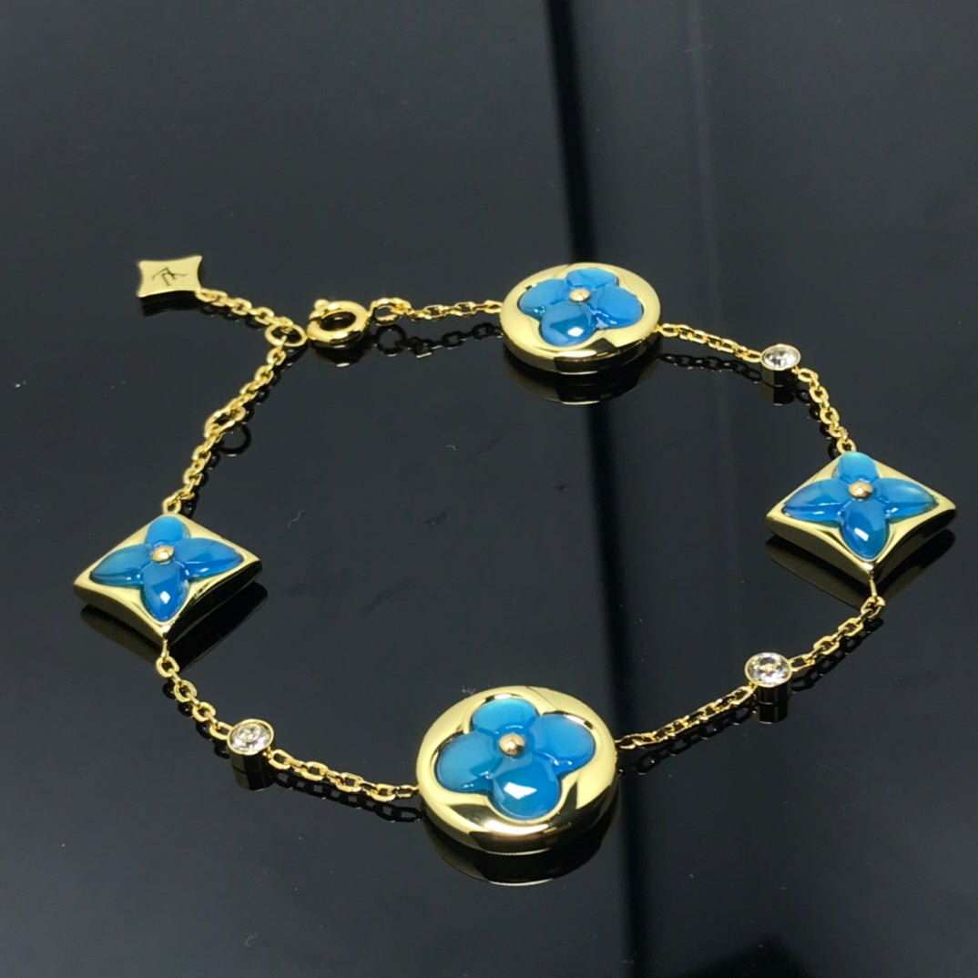 [Lumi Jewellery]STAR AND SUN 4 MOTIF BLUE BRACELET
