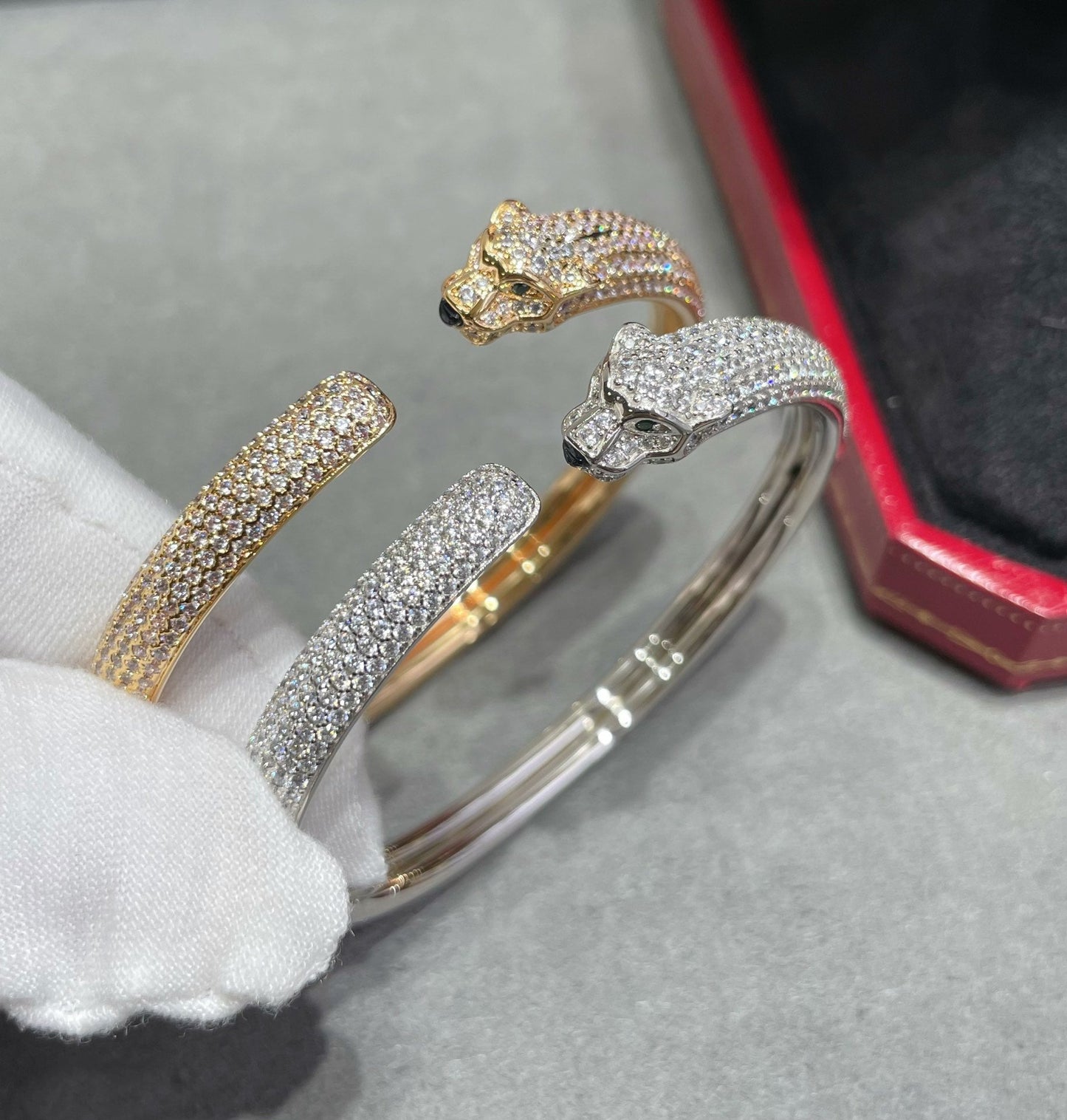 [Lumi Jewellery]PANTHERE FULL DIAMOND OPEN BRACELET