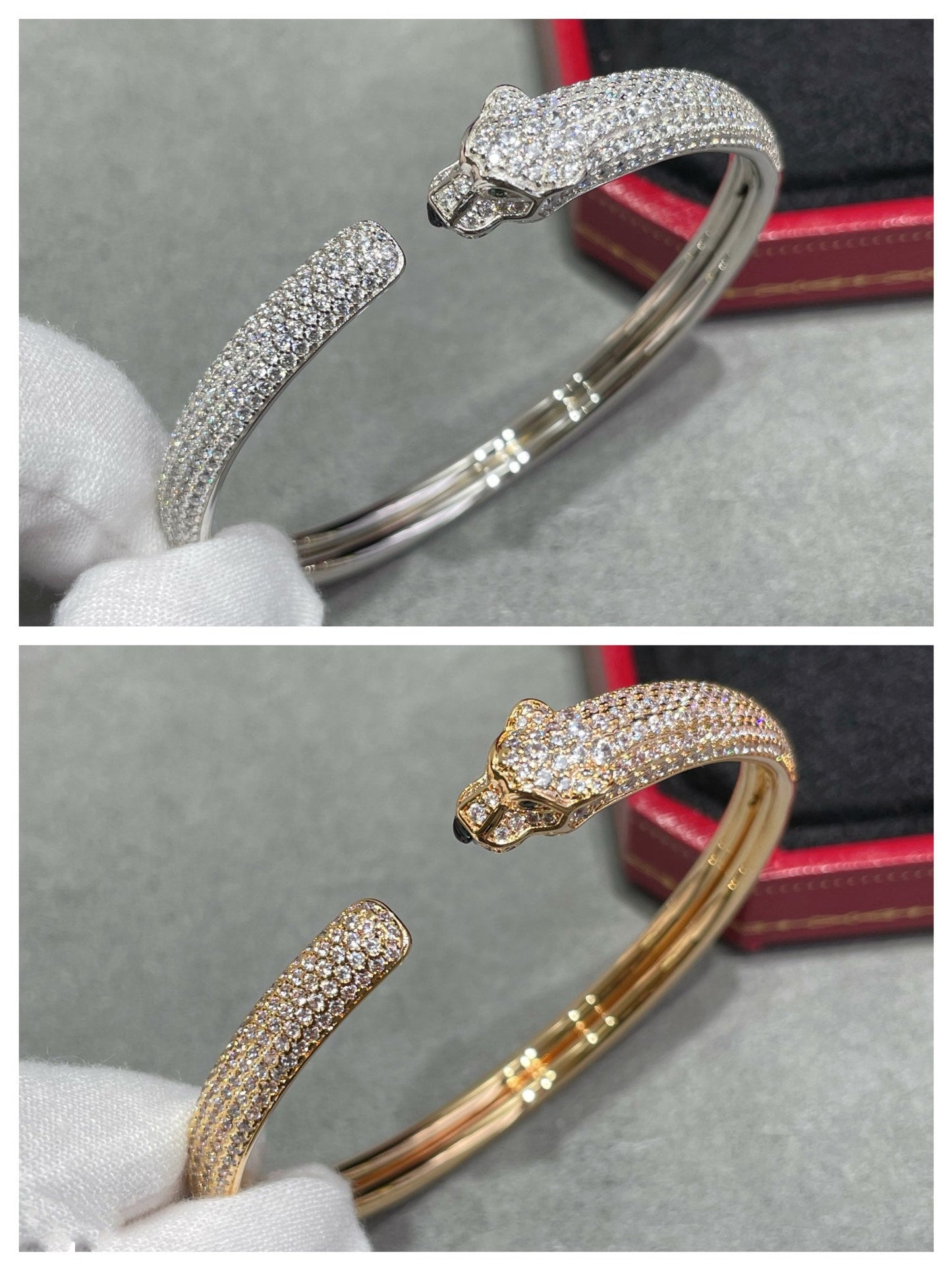 [Lumi Jewellery]PANTHERE FULL DIAMOND OPEN BRACELET
