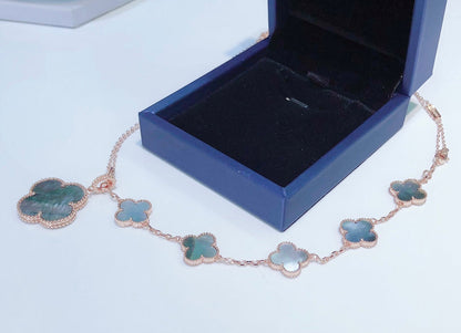[Lumi Jewellery]COMBINED BRACELET 5 MOTIFS AND NECKLACE DARK MOP ROSE GOLD