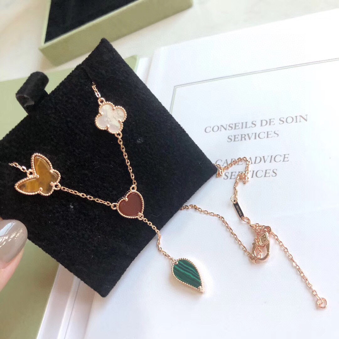 [Lumi Jewellery]LUCKY SPRING 4 MOTIFS ROSE GOLD NECKLACE