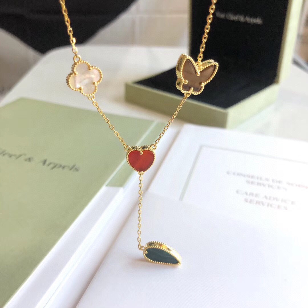 [Lumi Jewellery]LUCKY SPRING 4 MOTIFS ROSE GOLD NECKLACE