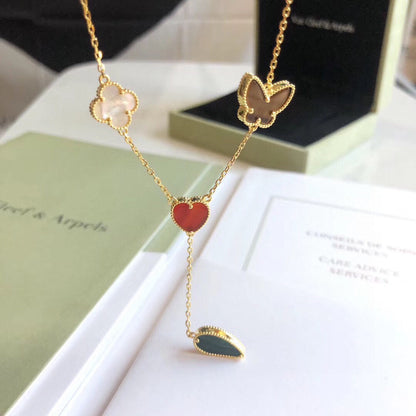 [Lumi Jewellery]LUCKY SPRING 4 MOTIFS ROSE GOLD NECKLACE