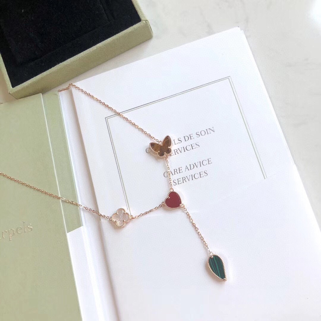 [Lumi Jewellery]LUCKY SPRING 4 MOTIFS ROSE GOLD NECKLACE
