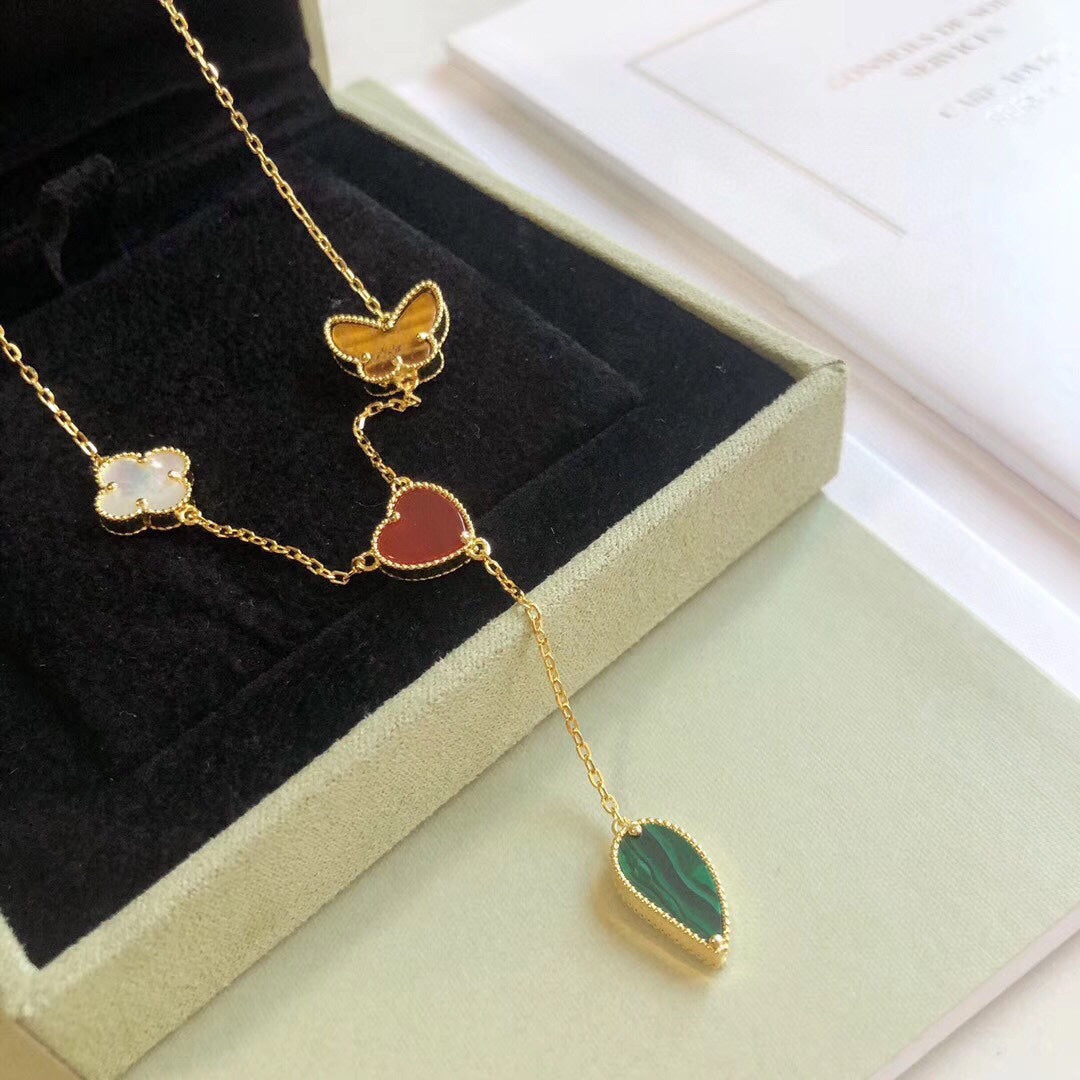 [Lumi Jewellery]LUCKY SPRING 4 MOTIFS ROSE GOLD NECKLACE