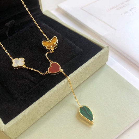 [Lumi Jewellery]LUCKY SPRING 4 MOTIFS ROSE GOLD NECKLACE