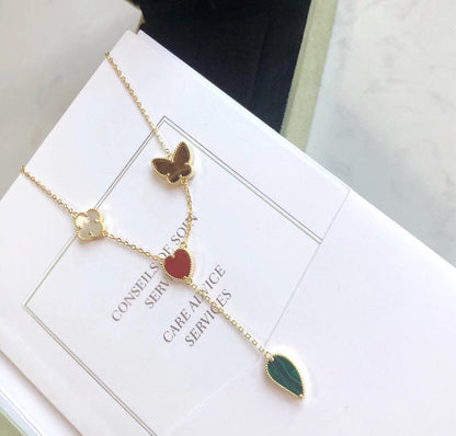 [Lumi Jewellery]LUCKY SPRING 4 MOTIFS ROSE GOLD NECKLACE