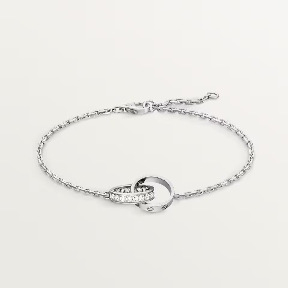 [Lumi Jewelery]LOVE DOUBLE RING HALF DIAMOND BRACELET