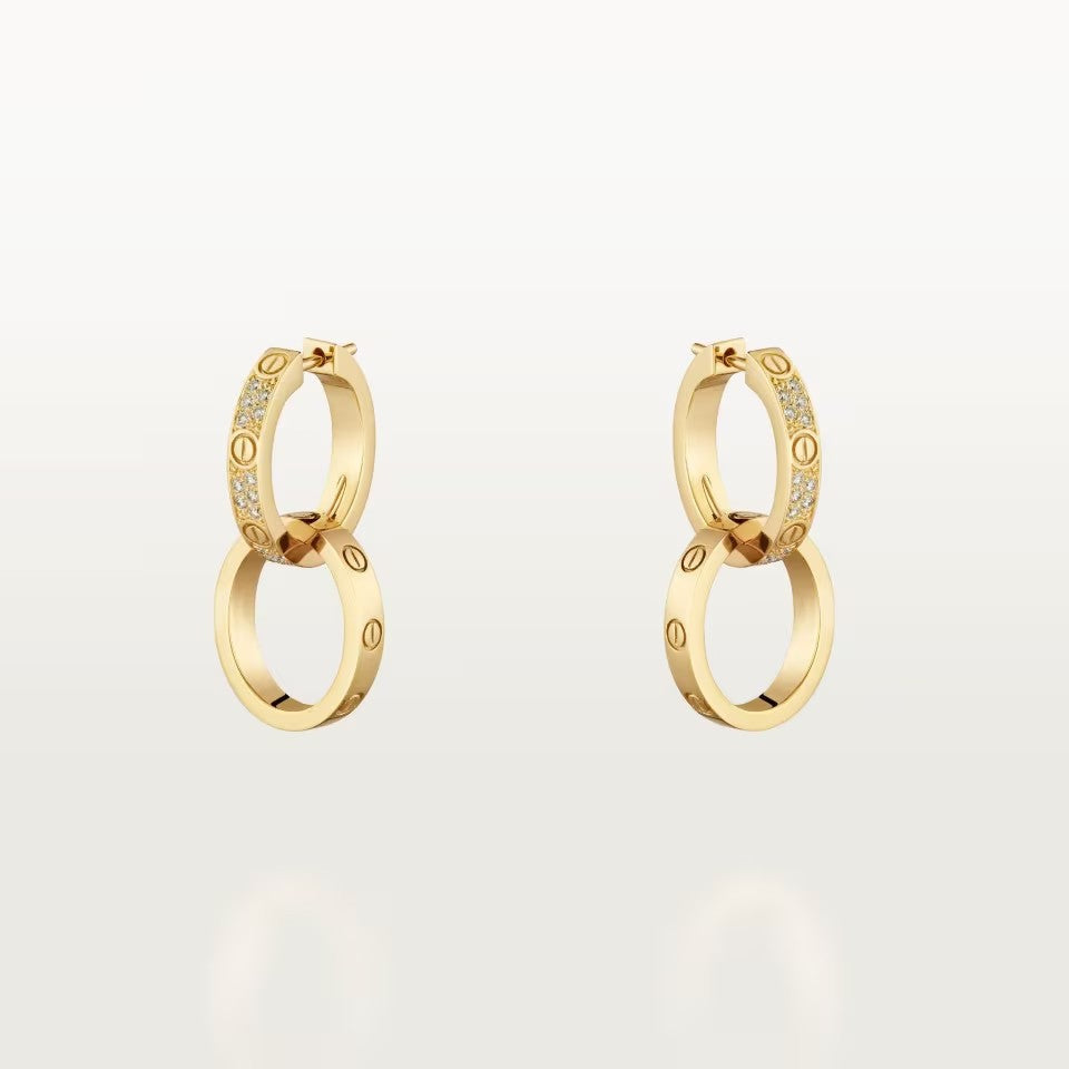 [Lumi Jewelery]LOVE 3.3MM DANGLE HALF DIAMOND EARRINGS