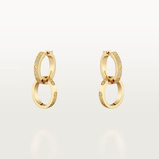 [Lumi Jewelery]LOVE 3.3MM DANGLE HALF DIAMOND EARRINGS