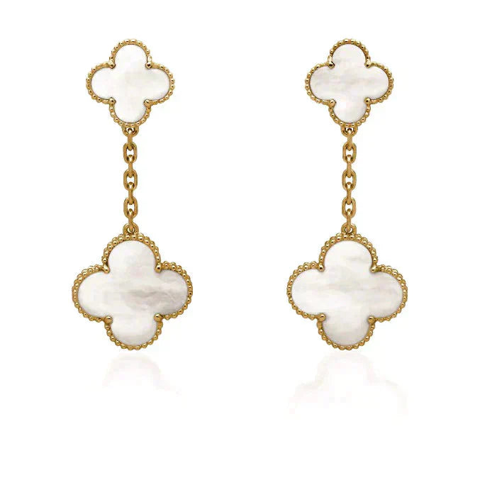 [Lumi Jewellery]CLOVER 2 MOTIF WHITE MOP EARRINGS