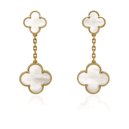 [Lumi Jewellery]CLOVER 2 MOTIF WHITE MOP EARRINGS