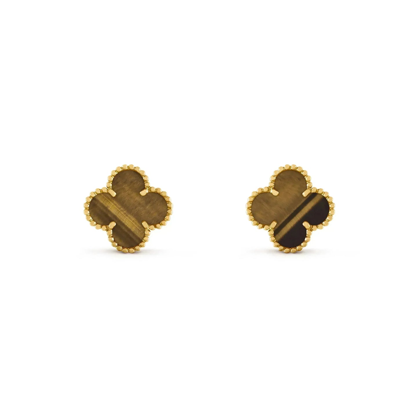 [Lumi Jewellery]CLOVER MEDIUM 1 MOTIFS TIGER EYE EARRINGS