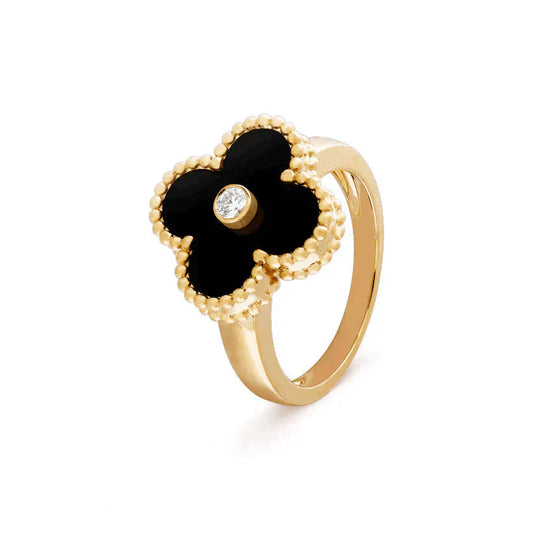 [Lumi Jewellery]CLOVER ONYX RING GOLD DIAMOND