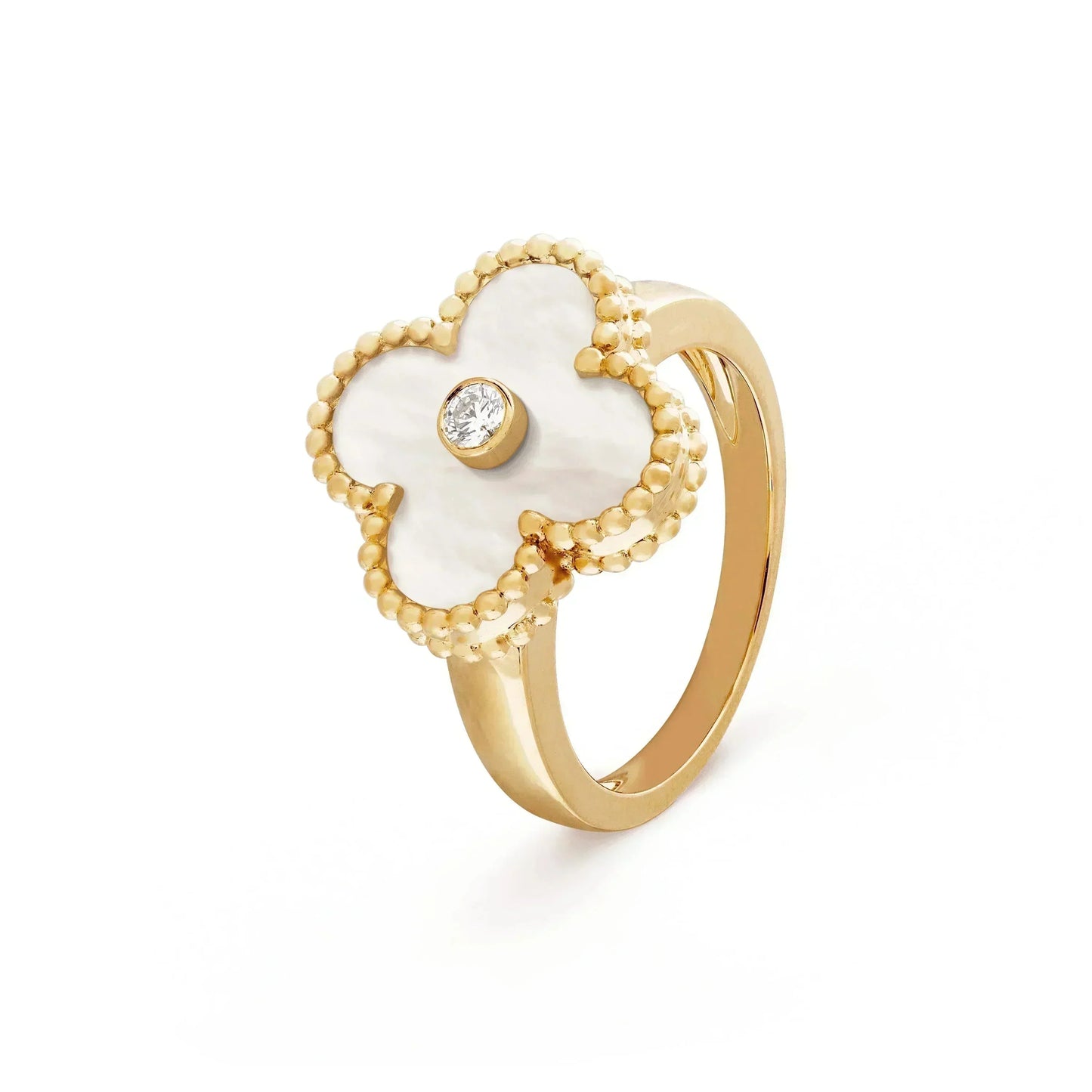 [Lumi Jewellery]CLOVER PINK MOP RING GOLD DIAMOND