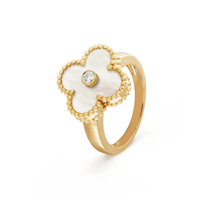 [Lumi Jewellery]CLOVER PINK MOP RING GOLD DIAMOND