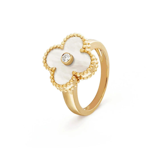 [Lumi Jewellery]CLOVER PINK MOP RING GOLD DIAMOND